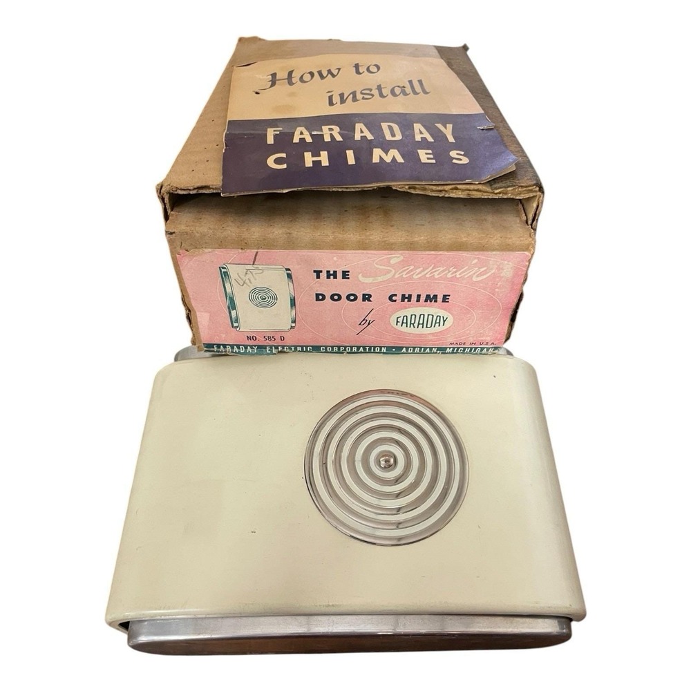 Faraday Savarin Door Chime No. 585D NOS Original Box Mid-Century 1950s Vintage
